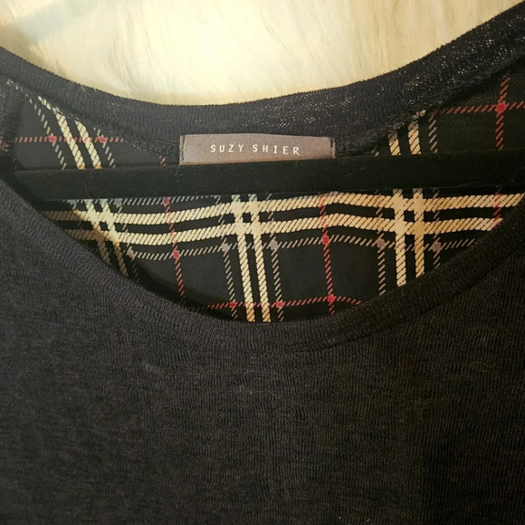 Suzy Shier Original Black w/Plaid Pullover Tulip Back Sweater (NWOT) - Picture 5 of 7